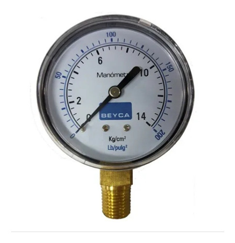 Manómetro 14 Kg 63mm Inox 1/4 Inferior Beyca Apto Glicerina 0