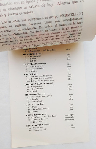Catálogo Grupo Bermellón 1965 Abal Gaeta Menaglio Price 1