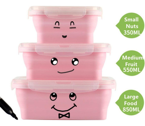 Lonchera Silicona Contenedor Plegable Almacenamiento Aliment 1