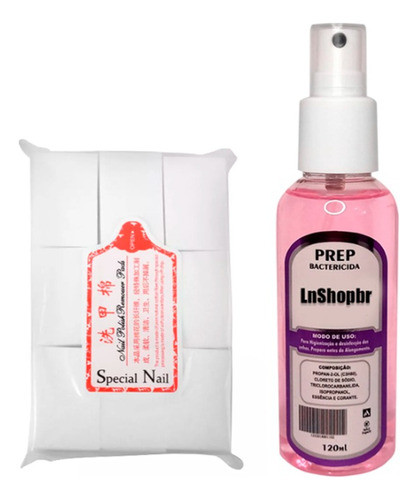 Kit Prep Antisséptico Higienização + Algodão Prensado Unhas 0