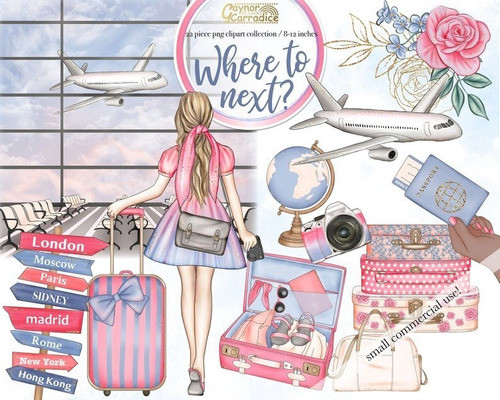 Kit Imagenes Png Cliparts Viaje Viajera Aventura Acuarela 02 0
