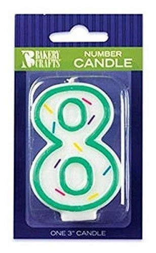 Oasis Supply Sprinkle Birthday Candles 3 Pulgadas Número 8 0