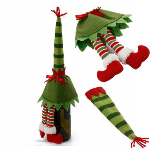 2 X Adornos Fiesta Linda Navidad Rojo Vino Botella Cubierta 0