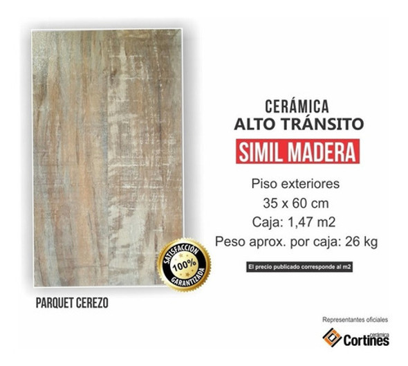 Ceramica Piso Pared 35x60 Simil Madera Parquet Cerezo 1ª 1