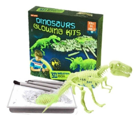 Kit De Excavación Fósil T-rex Brilla Oscuridad Esqueleto 3d 1