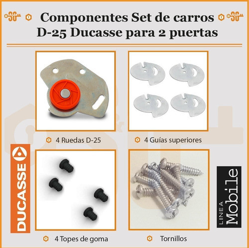 Set D-25 Ducasse Ruedas Aplicar X 5 Sets Puerta Mueble 1