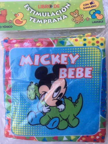Libro Estimulación Temprana Con Sonajero De Tela- Mickey Beb 0
