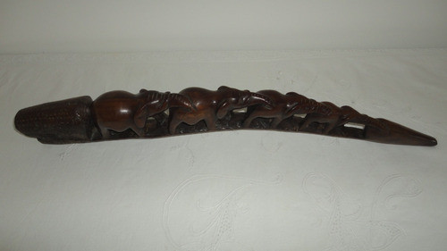 Raro Puente De Elefantes En Madera Esculturado Antiguo Vealo 1