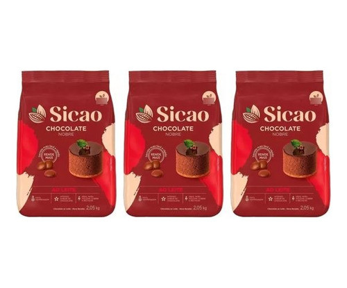 Kit C/3 Chocolate Nobre Ao Leite Sicao Gotas 2,05kg. 0