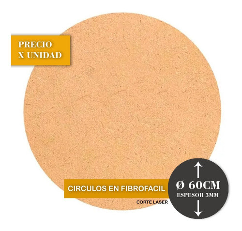 Circulo Base Circular En Fibrofacil 60 Cm X 1 Unid. En 3mm 0