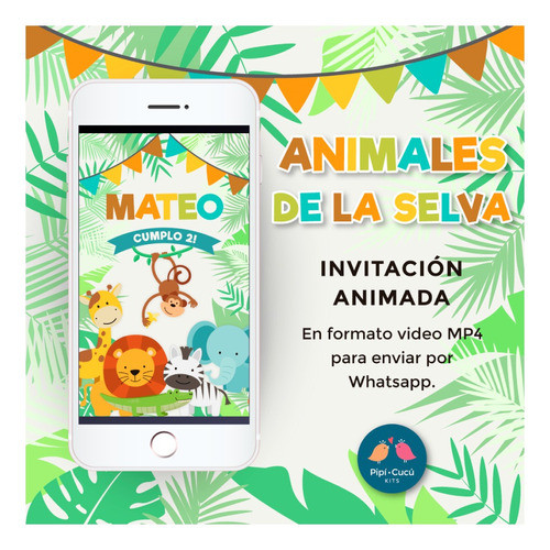 Video Invitación Animada - Animales De La Selva (con Foto) 0