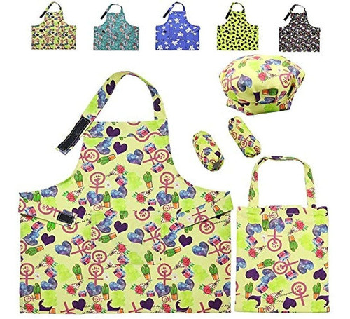 Juego De Delantal Para Niños Y Gorro De Chef, Delantal De C 0