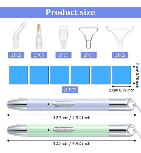 Caneta Esferográfica Led Pintura Diamante 2 Peças Com Ponta 1