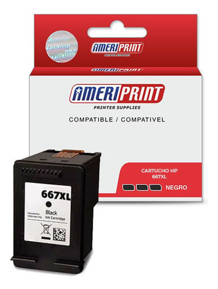 Cartucho Compatible Hp 667xl Negro 2375 2775 2776 Ameriprint 0
