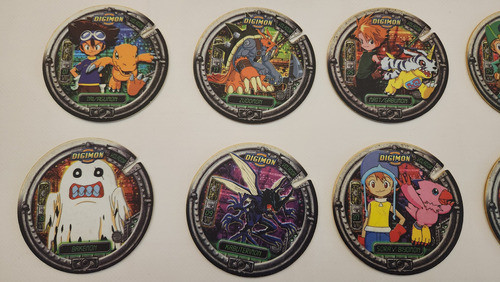 Lote 9 Super Mega Tazo Volador Grande Digimon Animé Pepsico 1