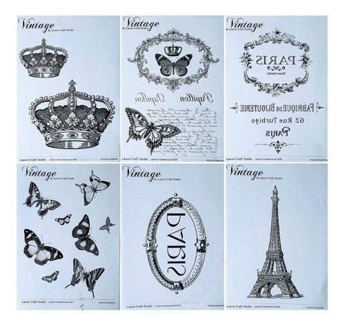 Transferencia X 6 Laminas Set Paris Laura Craft 0