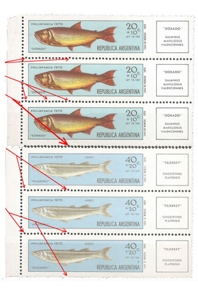 Argentina Gj 1553/4 Variedad Catalogada Peces 879/ Aerea 137 0