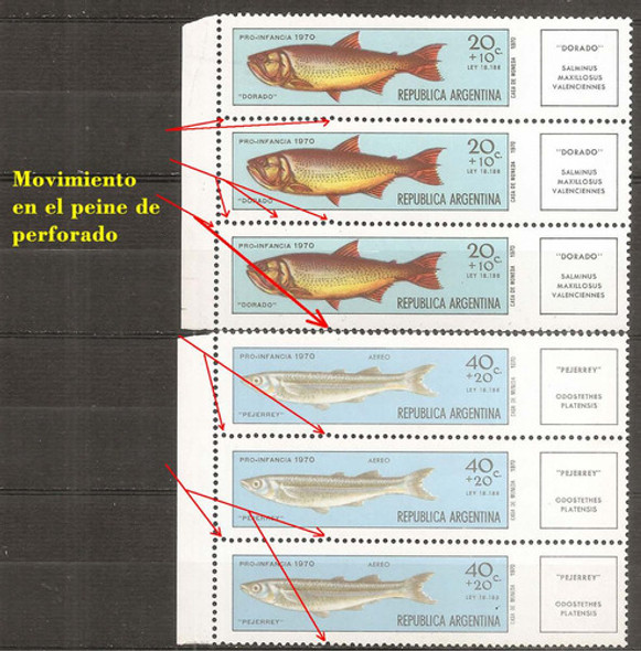 Argentina Gj 1553/4 Variedad Catalogada Peces 879/ Aerea 137 1