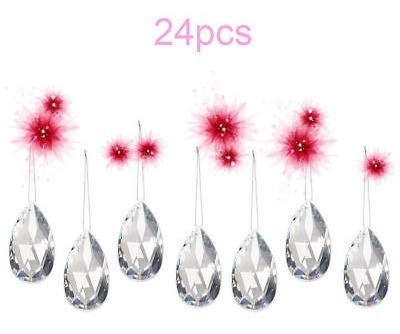 24 X Colgante Gota Clara De Cristal Para La Decoración De Bo 0