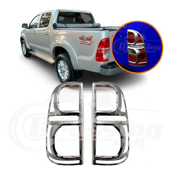 Mascara Cubre Marco Aro Faro Trasero Hilux 2012 2015 Cromada 0