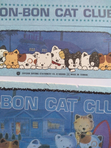 Papeles De Carta Bon Bon Cat + 2 Sobres Antiguo Colección 1