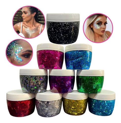 Pote Gel Con Glitter Cola De Sirena Grande 100cc X 10 0
