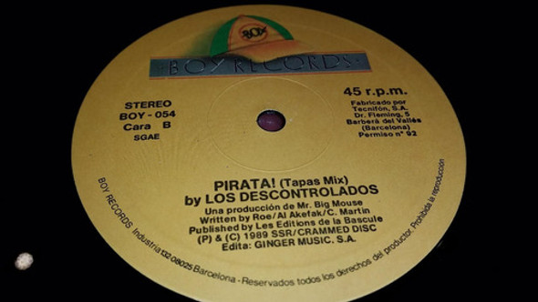 Los Descontrolados Pirata Vinilo Maxi Spain 1989 1