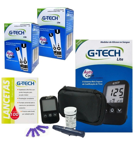 Kit Medidor Glicemia Diabetes + 100 Tiras + 100 Lancetas 0