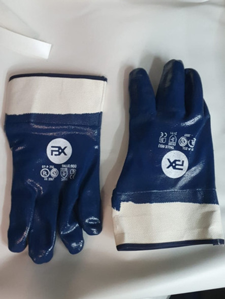 Guantes Nitrilo Azul Pesado Puño Lona L Bil-vex Talle 9 0