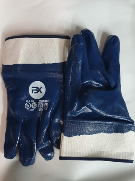 Guantes Nitrilo Azul Pesado Puño Lona L Bil-vex Talle 9 1