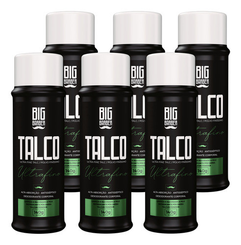 Talco Pó Ultrafino Big Barber 140g Refrescante Atacado 6 Und 0