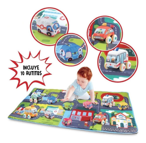 Manta Alfombra Gimnasio De Juego Didactico Con Autitos 0
