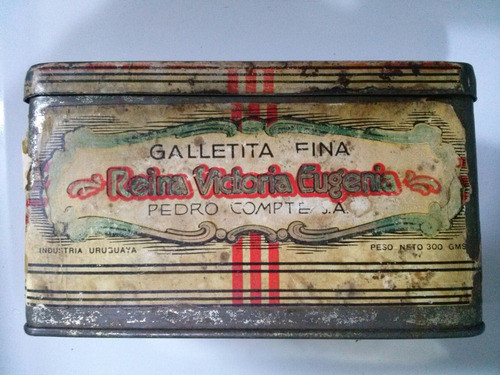 Antigua Lata Galletitas Reina Victoria Eugenia,de P. Compte 1
