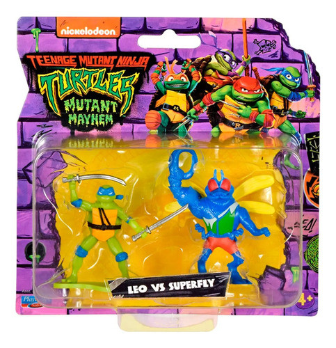 Mini Figuras Tortugas Ninja Nickelodeon X2 Leo Vs Superfly 0
