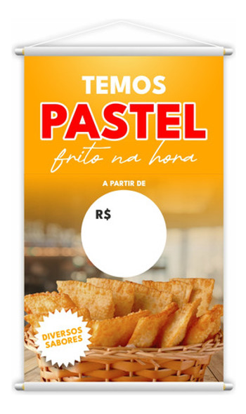 Banner Temos Pastel Frito Na Hora Preço Lona 60x40cm 0