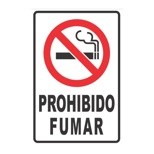 Cartel Prohibido Fumar Pvc3 Mm Textos Vinilo. 30 X 20 Cm 0
