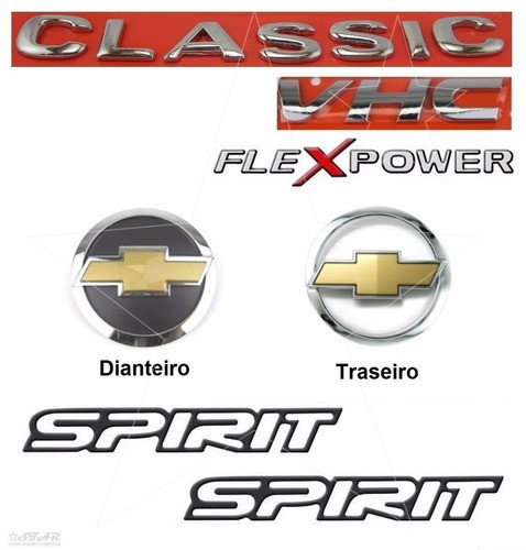 Kit Emblemas Classic Vhc Flexpower + Spirit Preto - 2008 0