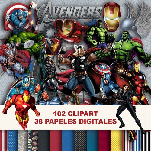 Kit Avengers Clipart Imágenes Png Y Papeles Digitales Fondos 0