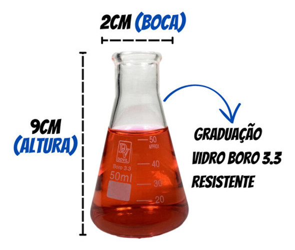 Erlenmeyer De Vidro Boca Estreita Graduado - 50ml 1
