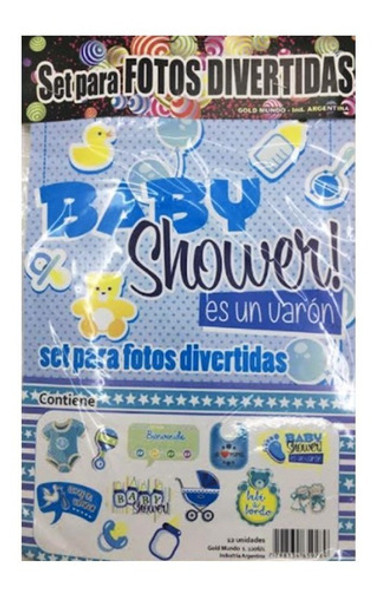 Set Para Fotos Props Divertidas Baby Shower Celeste 1