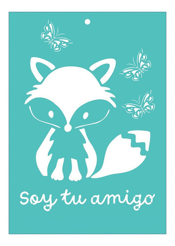Stencil Laura Craft Infantil Zorrito Y Mariposas 0