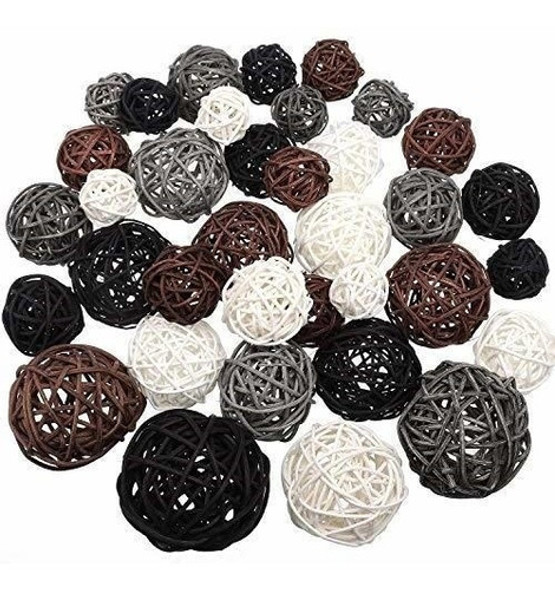 Esferas Decorativas De Ratan 36u. 4 Tamaños, 4 Tonos Negro.. 0 Esferas Decorativas De Ratan 36u. 4 Tamaños, 4 Tonos Negro.. 0