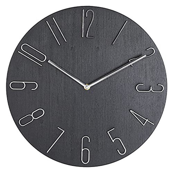 Reloj Pared Digital Moderno Silencioso Minimalista Negro 0