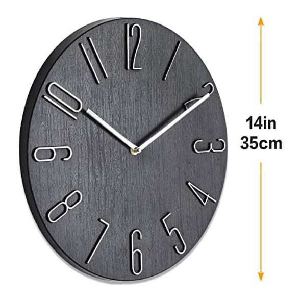 Reloj Pared Digital Moderno Silencioso Minimalista Negro 1