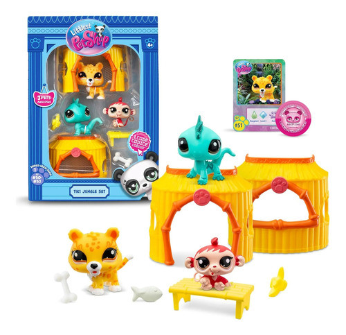 Littlest Pet Shop Set 3 Figuras Muñeco En La Selva Serie 1 0