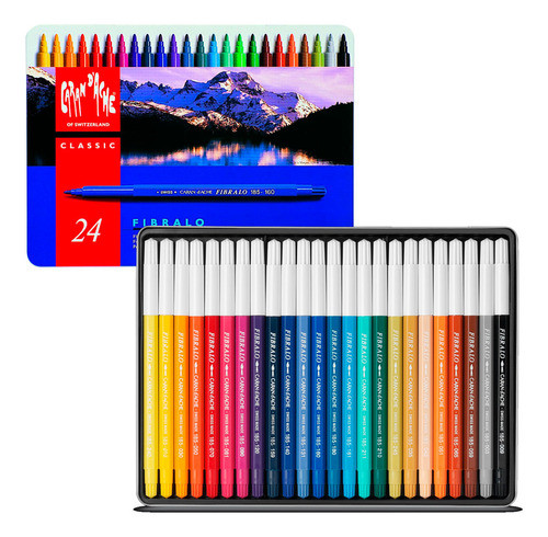 Canetinha Aquarelável Caran D'ache Fibralo Estojo 24 Cores 0