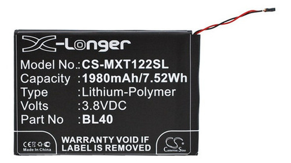 Batería Para Motorola Moto E Mxt122sl 1980mah 3.8v 0