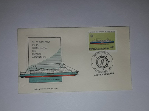 Sobre Primer Día Emisión 1978 Flota Fluvial Estado Argentino 0