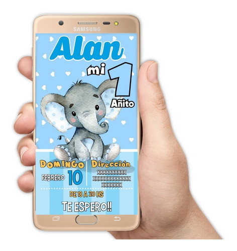 Invitaciones Digitales Personalizadas Elefantito 0