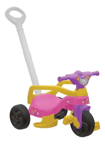 Motoca Infantil Triciclo Encantado Rosa Empurrador Proteção 0